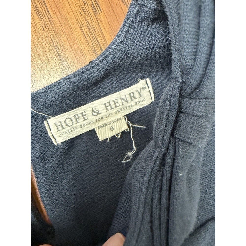Hope and Henry Girls 6 Blue Quilted Riding Ponte Riding Dress Tan Elbow Patches - Picture 5 of 6